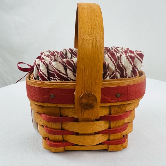 Longaberger 1995 Sweetheart Sweet Sentiments Small Basket Liner and Heart Charm - Picture 4 of 15